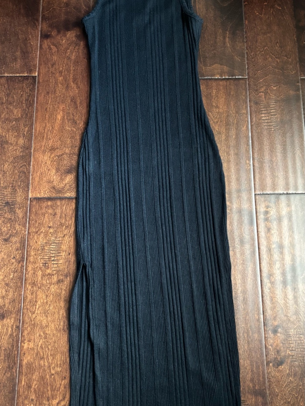 Bar III Black Ribbed Midi Dress with Side Slit